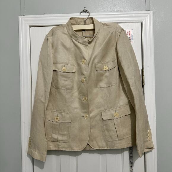 Lafayette 148 Linen Utility Jacket size 16 beige - Picture 3 of 9